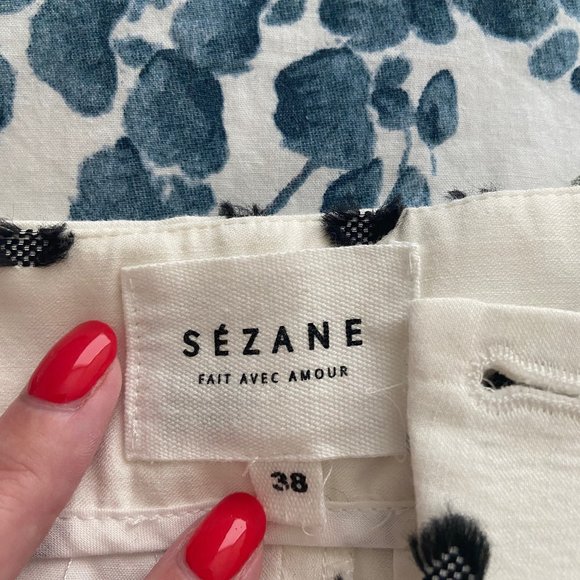 Sezane White and Black Cigarette Trousers - Picture 2 of 3